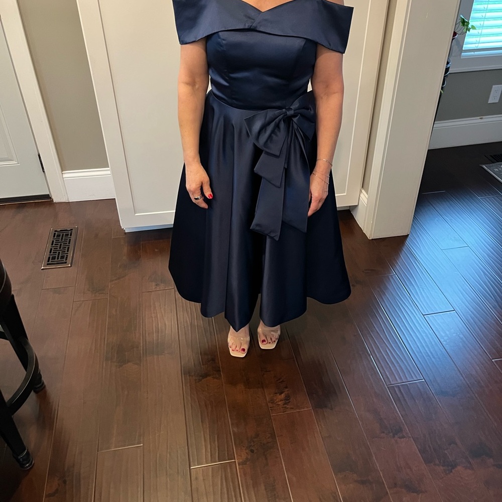 Navy Blue Off-Shoulder Dress